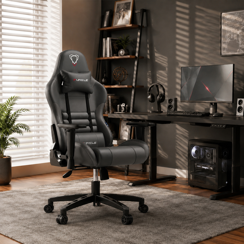 Ergonomic PU Leather Gaming Chair 2D Adjustable Armrests