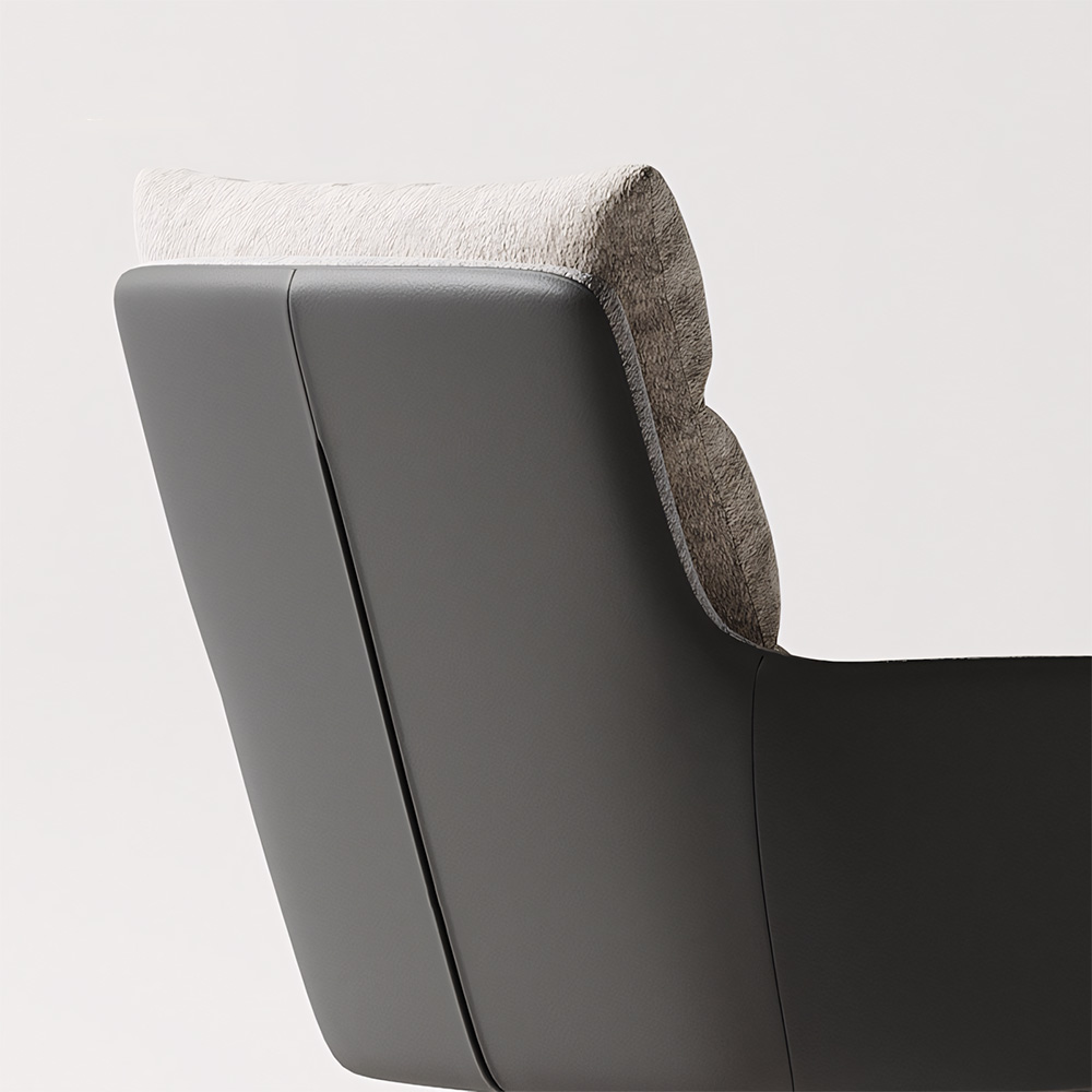 Modern Contrast Linen Leather 180 Degree Rotating Study Chair 1 Piece