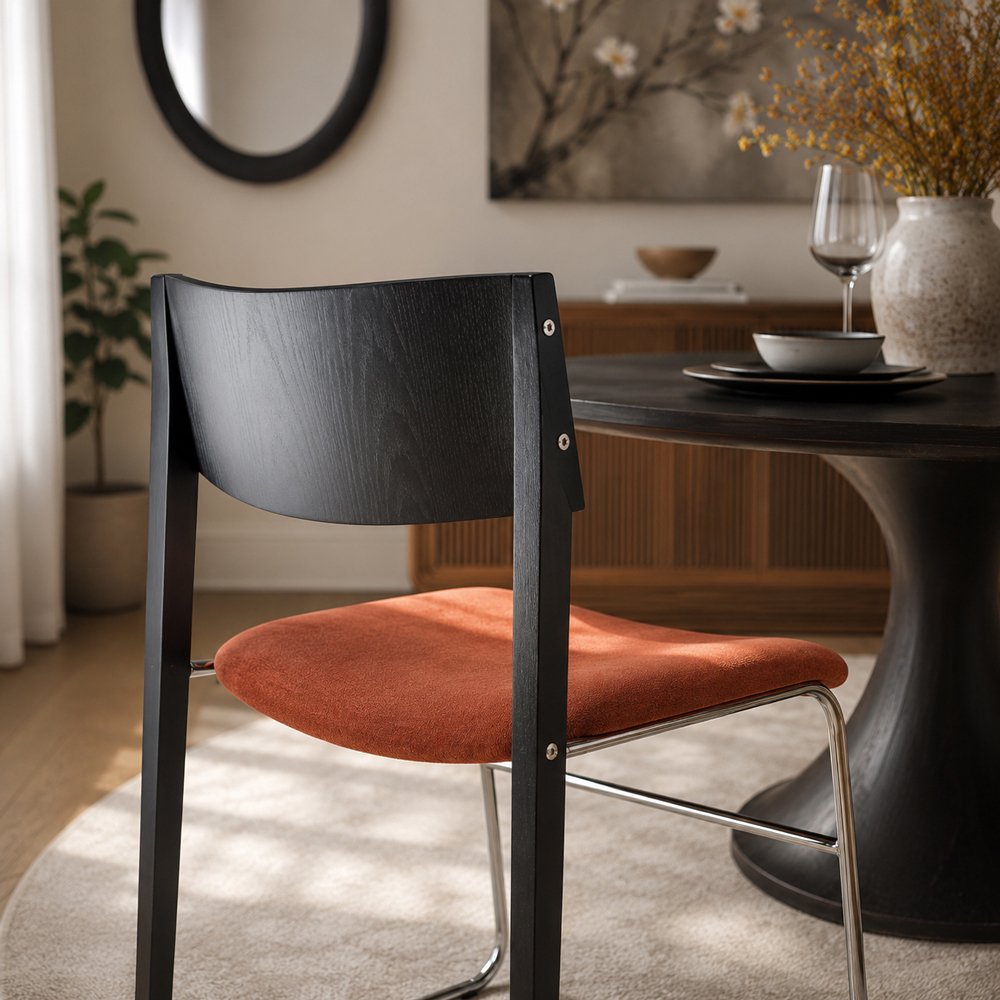 Ergonomic Concave Velvet Pad Polished Chrome Frame Side Dining Chair (Set of 2)