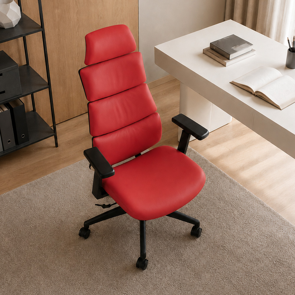 Premium Split Back PU Leather Office Chair Adjustable Headrest And Lumbar Pillow