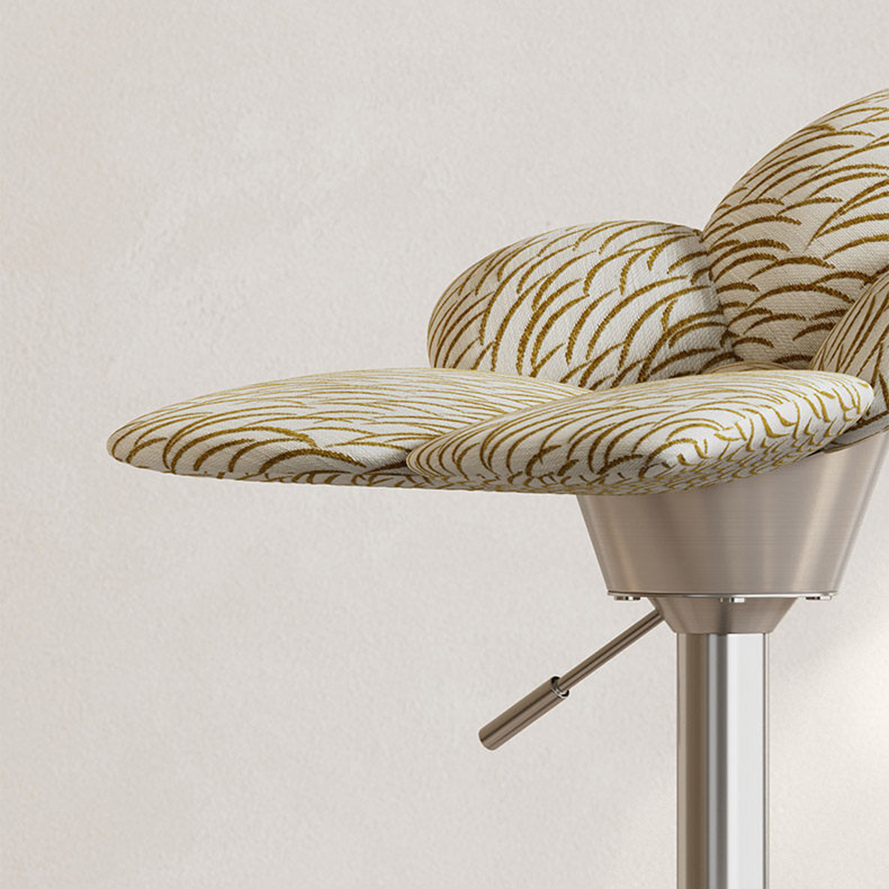 Adjustable Swivel Bar Stool with Petal-Shaped Upholstered Seat and Chrome Base 1 Piece