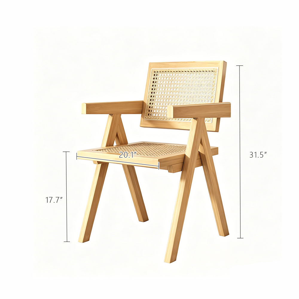 麺*様 FRNHT furnihunter Rattan british cha Airy Woven Plastic Rattan Wide Arm Solid Wood Residential Chair 1