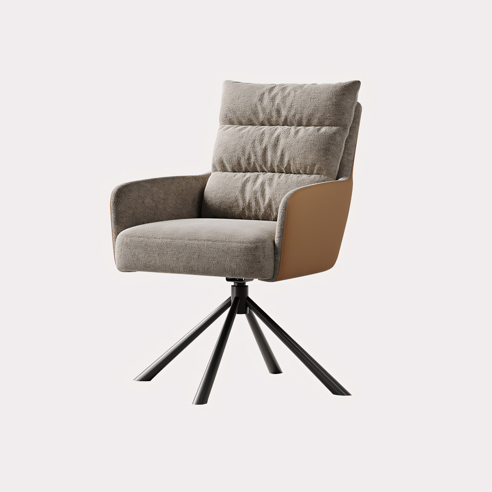 Modern Contrast Linen Leather 180 Degree Rotating Study Chair 1 Piece