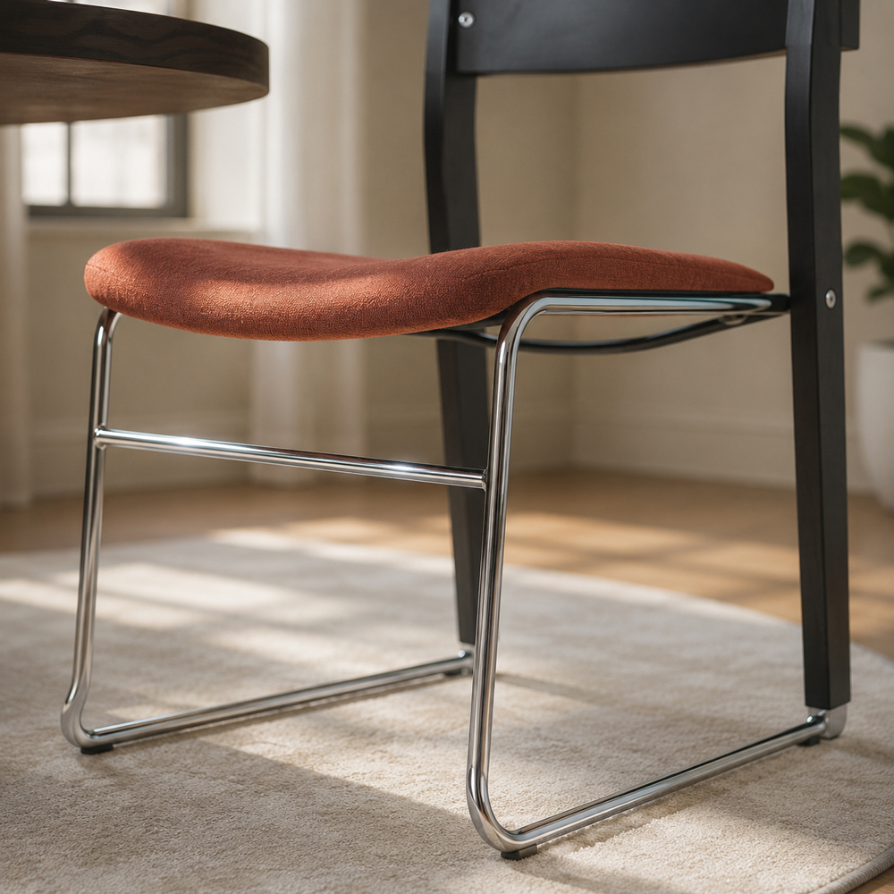 Ergonomic Concave Velvet Pad Polished Chrome Frame Side Dining Chair (Set of 2)