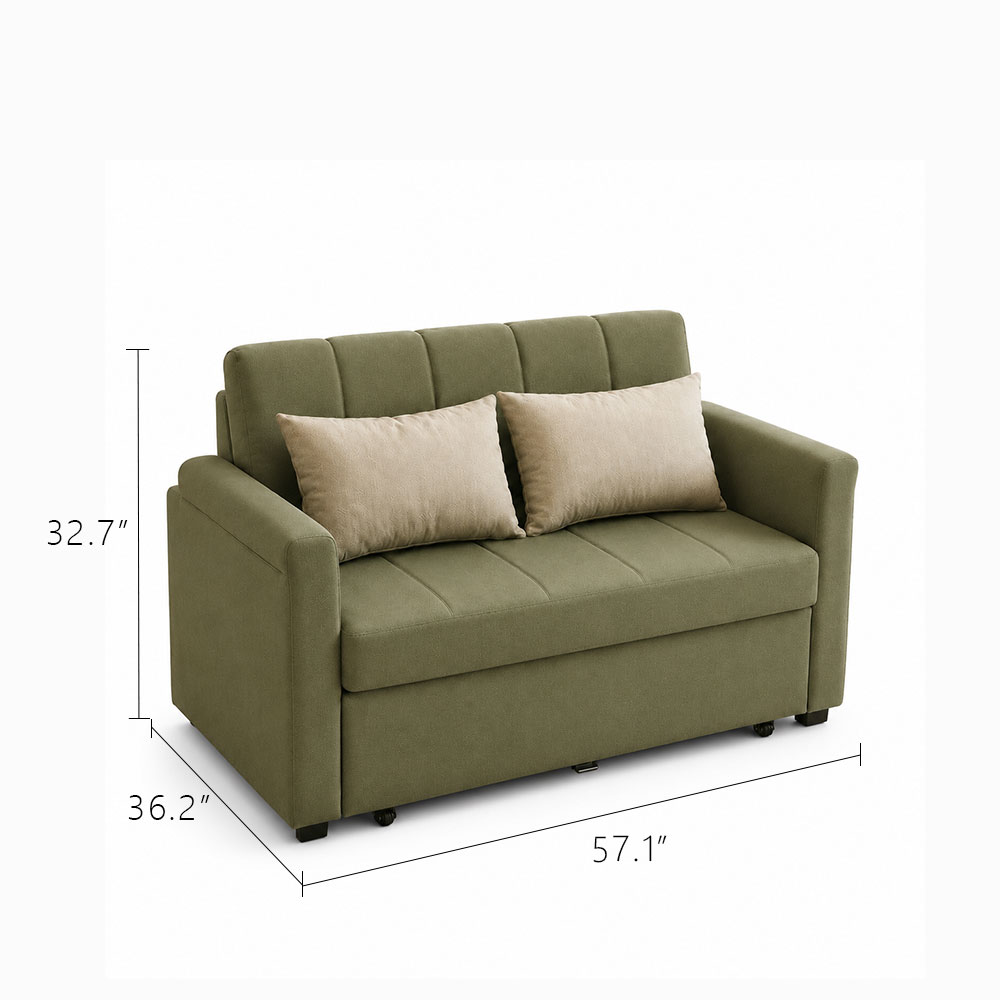 Small Apartment 2 In 1 Pull Out Guest Bed Microfiber Suede Couch Sofa Bed