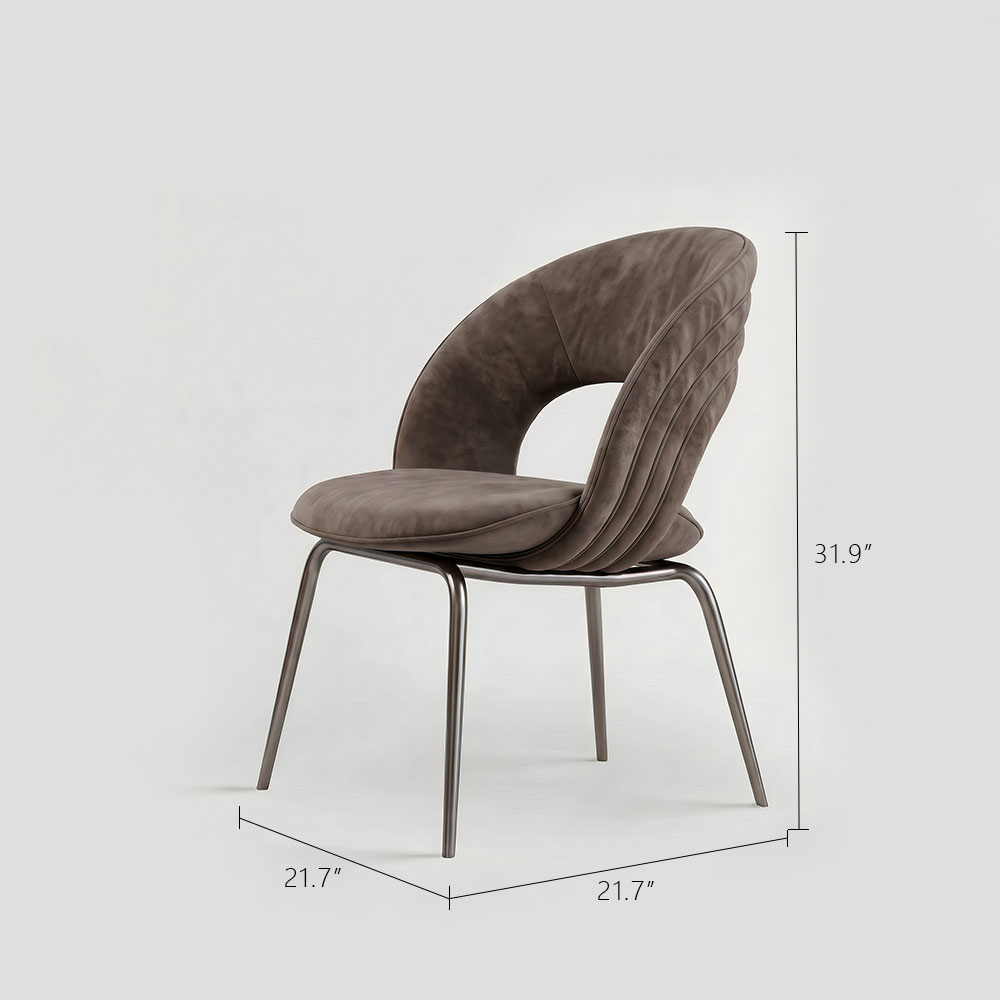 Plush Velvet Channel Stitch Minimalist Metal Leg Dining Room Chair 1 Piece
