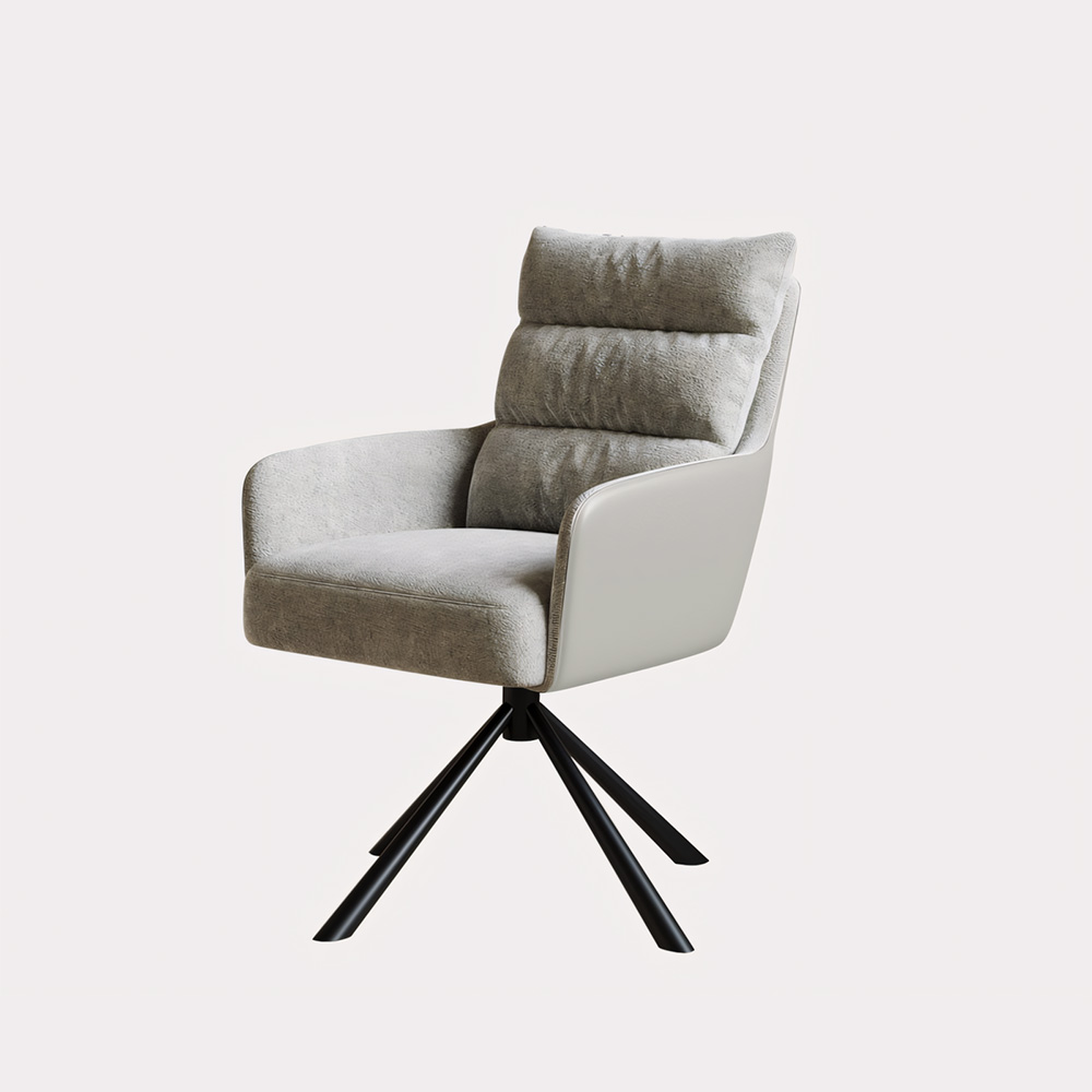Modern Contrast Linen Leather 180 Degree Rotating Study Chair 1 Piece