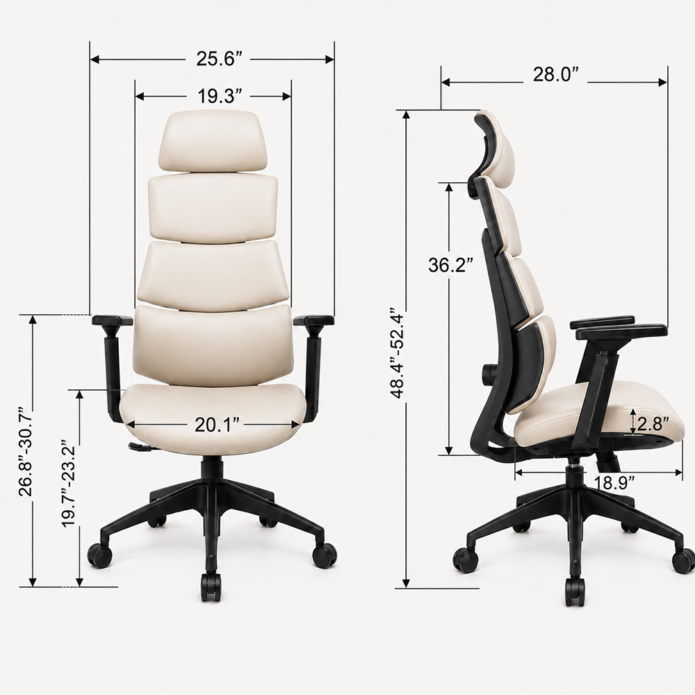 Premium Split Back PU Leather Office Chair Adjustable Headrest And Lumbar Pillow