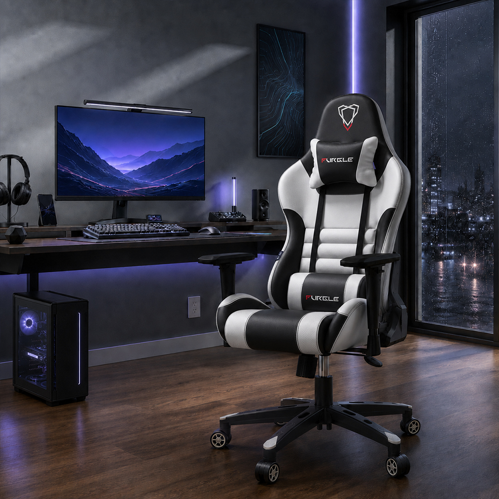 Ergonomic PU Leather Gaming Chair 2D Adjustable Armrests