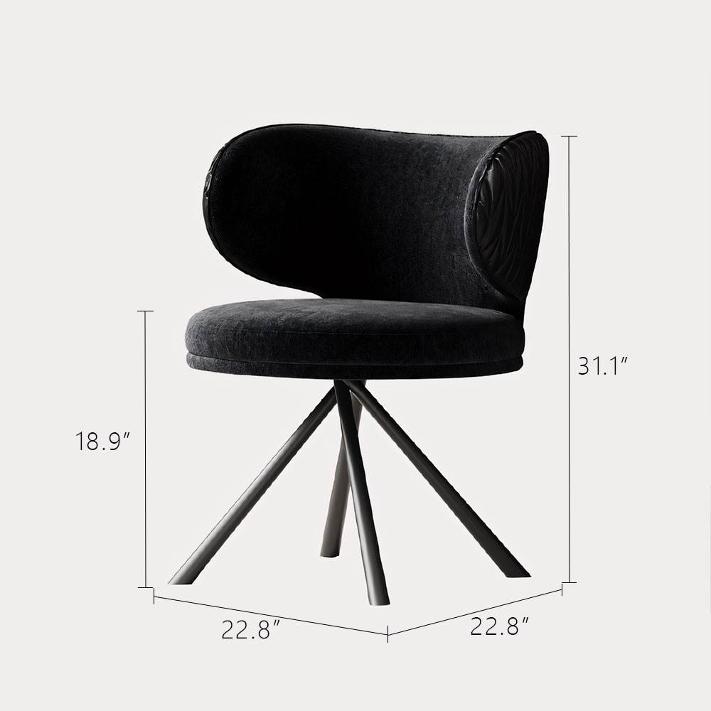  Linen Fabric 180 Swivel Accent Dining Chair with Leather Back 1 Piece