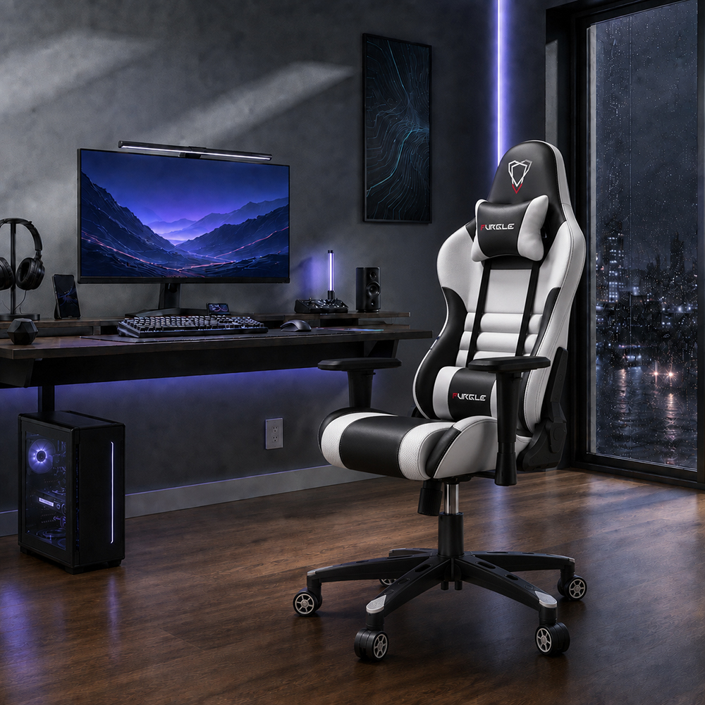 Ergonomic PU Leather Gaming Chair 2D Adjustable Armrests