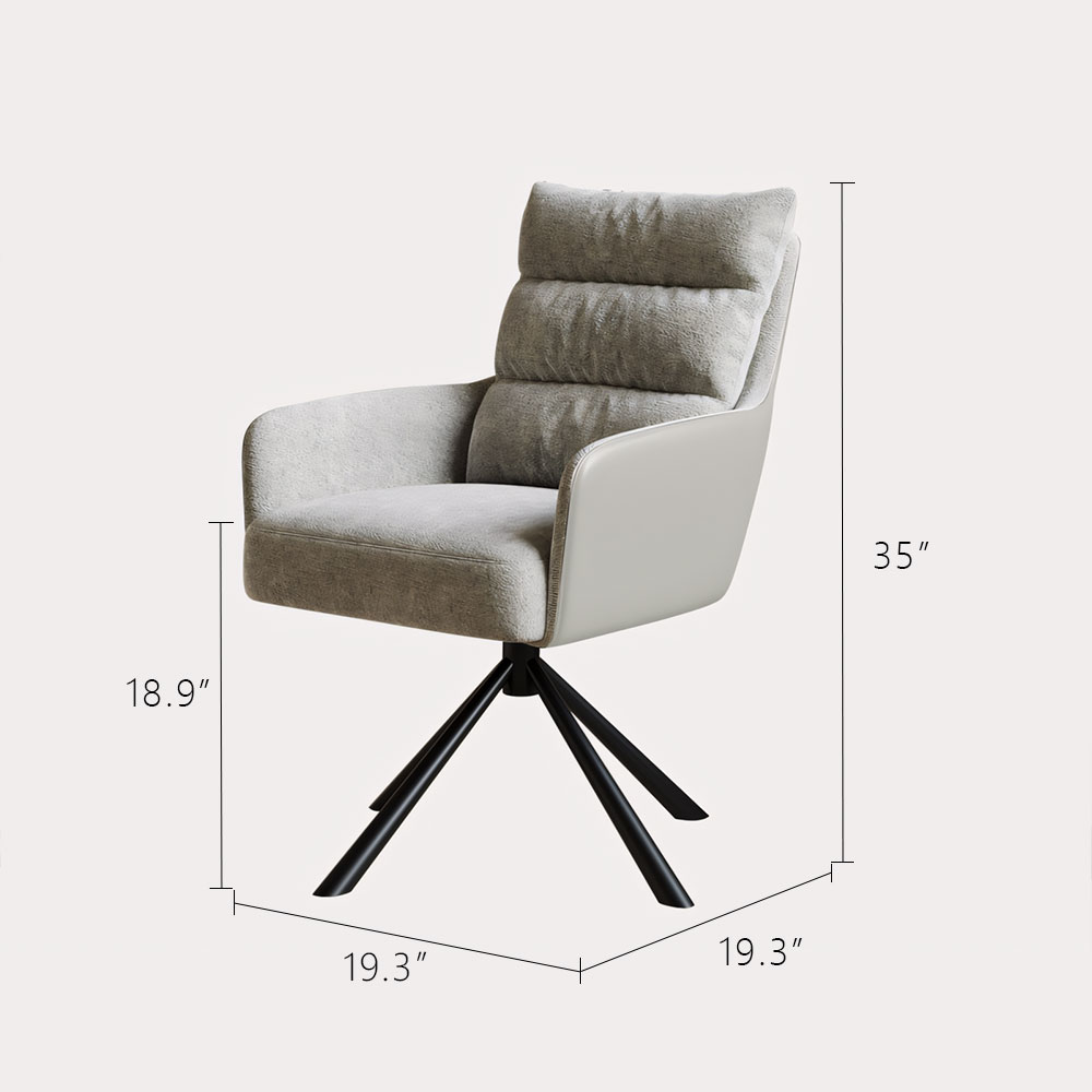 Modern Contrast Linen Leather 180 Degree Rotating Study Chair 1 Piece