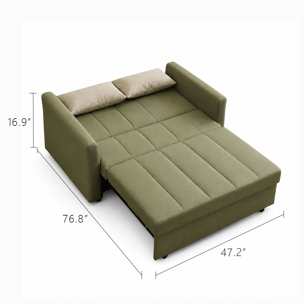 Small Apartment 2 In 1 Pull Out Guest Bed Microfiber Suede Couch Sofa Bed