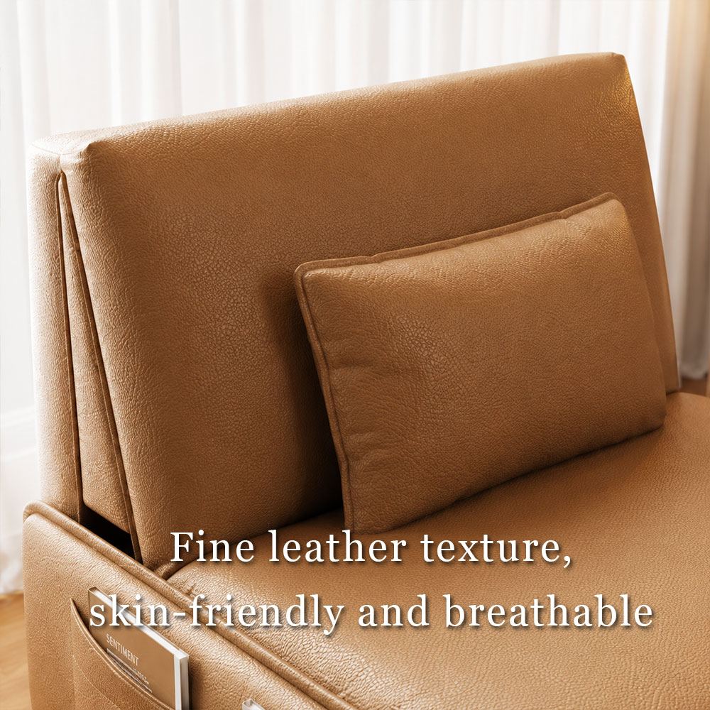 Gooseneck Phone Holder Foldable Faux Leather Guest Sofa Bed