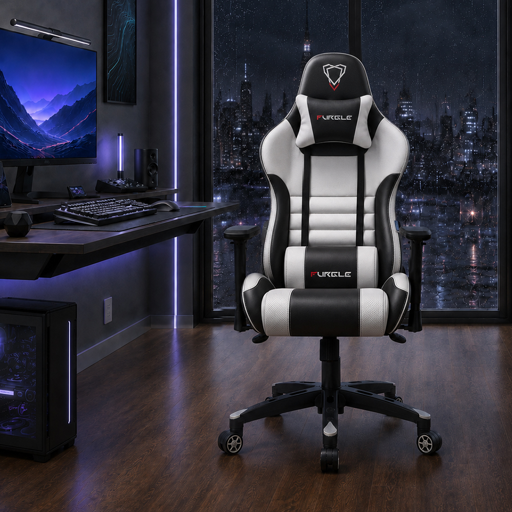 Ergonomic PU Leather Gaming Chair 2D Adjustable Armrests
