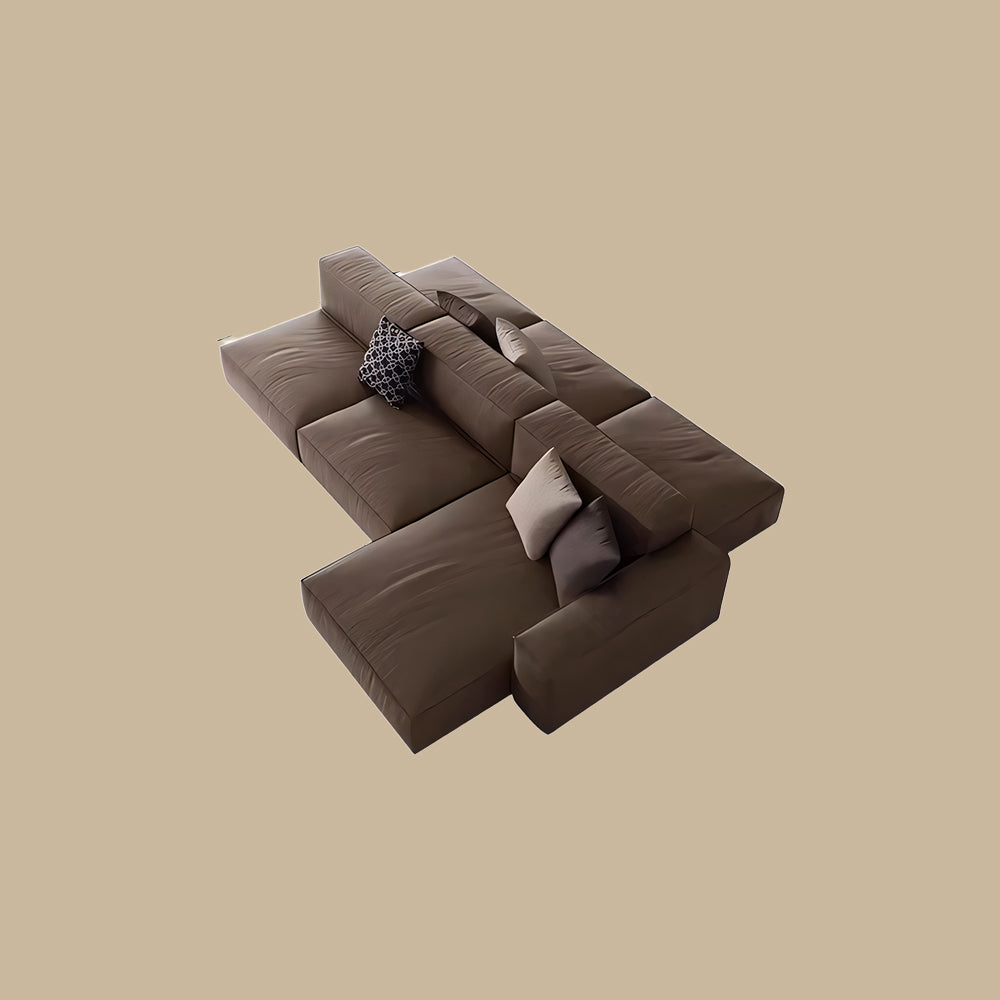 Modern Modular Top-Grain Leather Sectional Sofa