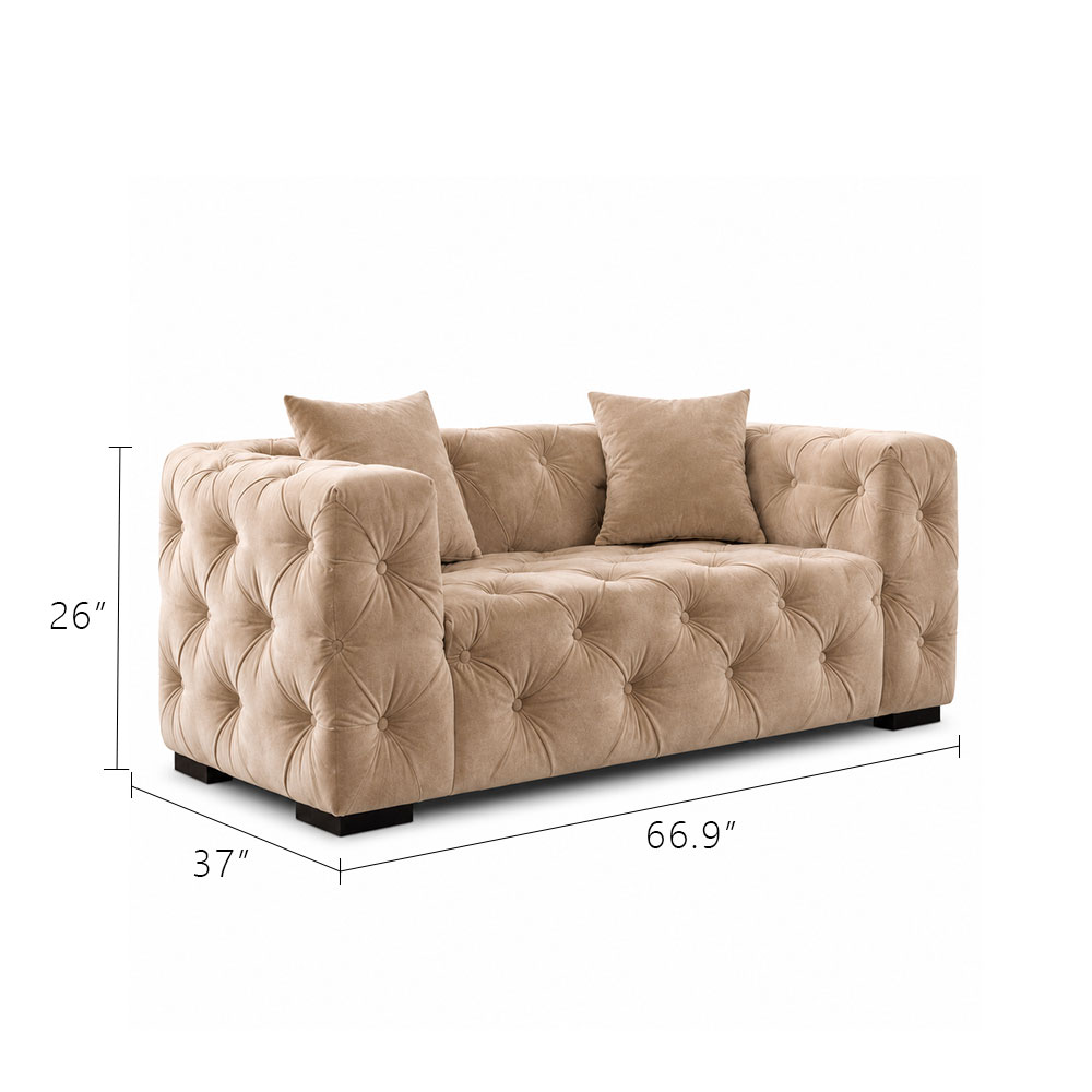 All Tufted Boxy Velvet Sofa Suite Three Seat Couch Two Single Chairs For Living Space