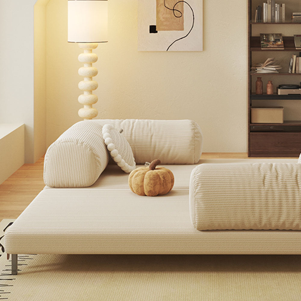 Detachable cylindrical cushions on sleeper sofa bed for adjustable back support