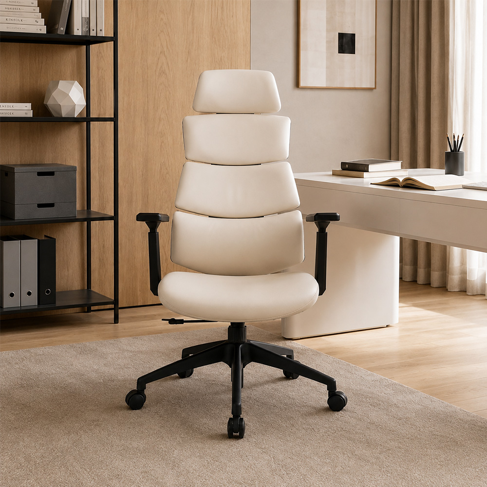 Premium Split Back PU Leather Office Chair Adjustable Headrest And Lumbar Pillow