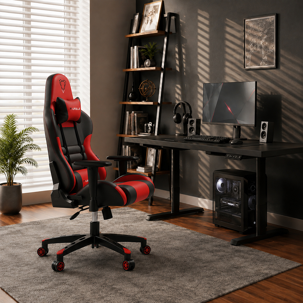 Ergonomic PU Leather Gaming Chair 2D Adjustable Armrests