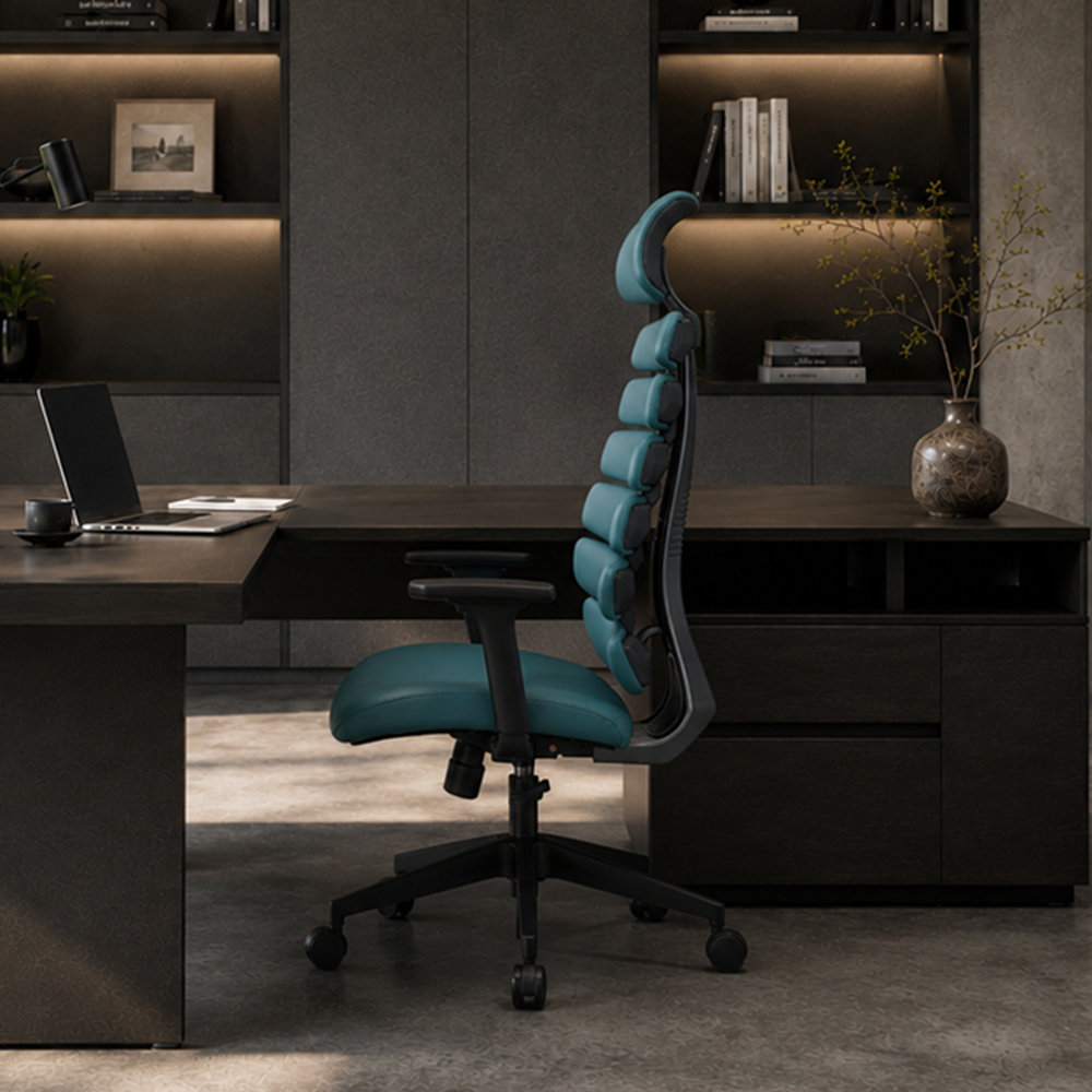 PU Leather Home Office Chair with 3D Armrests & Synchro-Tilt Mechanism