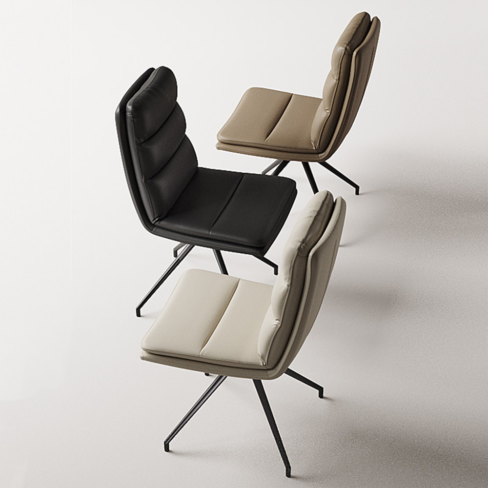 Minimalist Armless Layer Cushion Swivel Metal Leg Residential Chair 1 Piece