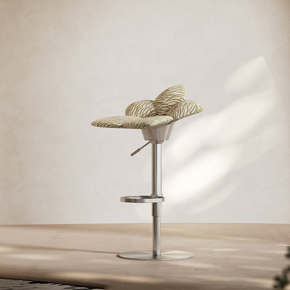 Adjustable Swivel Bar Stool with Petal-Shaped Upholstered Seat and Chrome Base 1 Piece