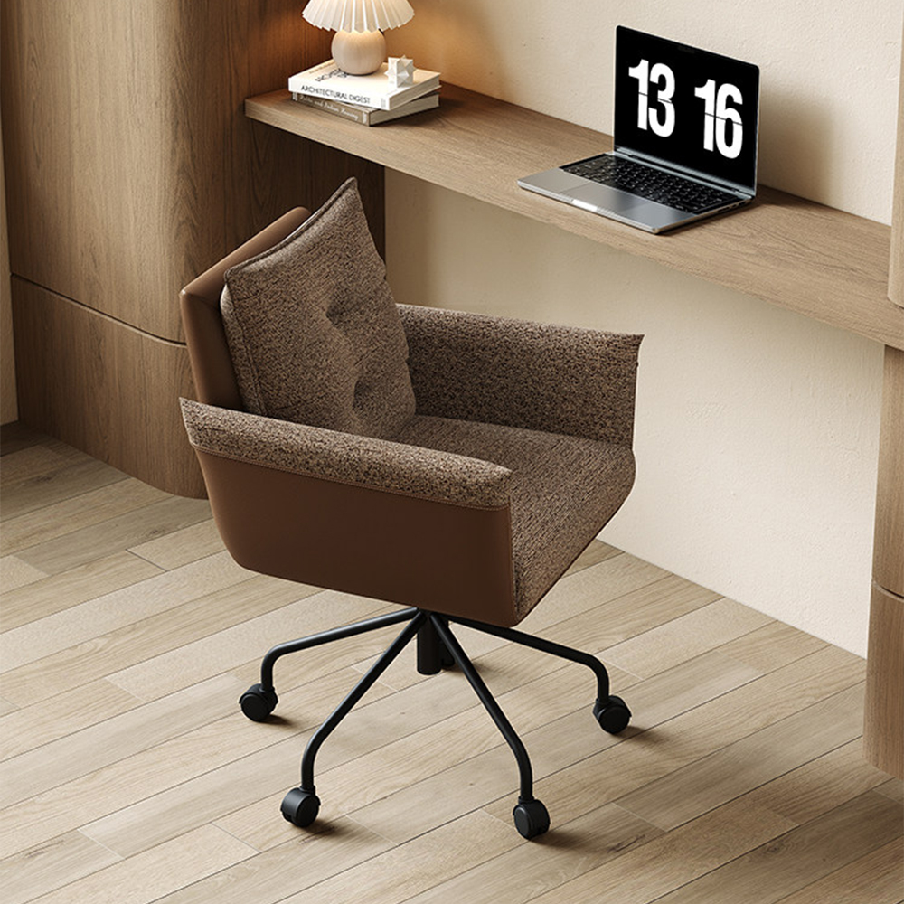 360 Swivel Height Adjustable Linen Upholstery Office Chair 1 Piece