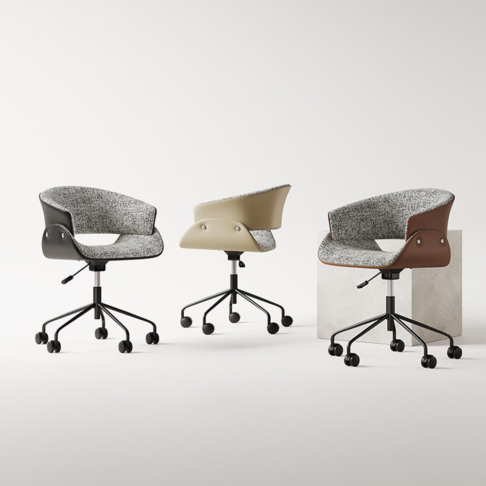 Linen PU Upholstery Carbon Steel Base Rotatable Office Chair 1 Piece