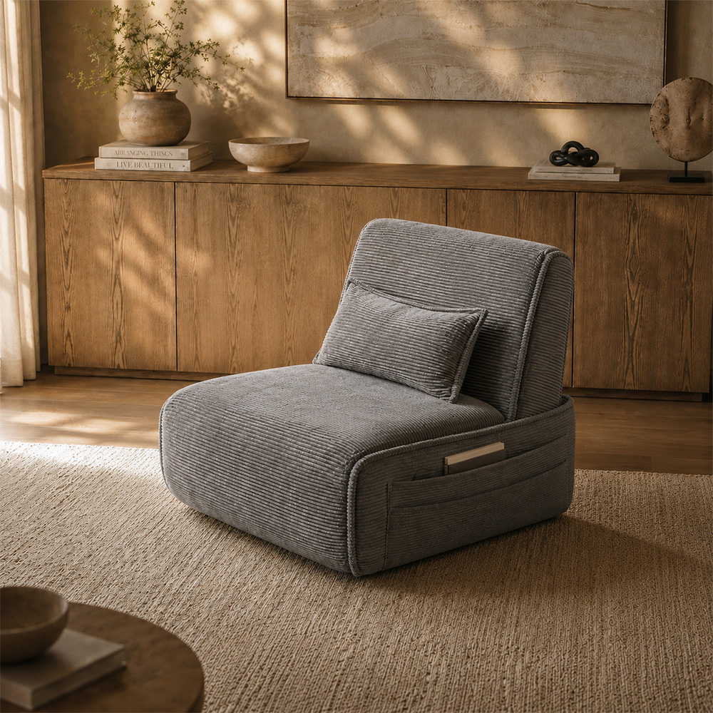 Corduroy 2 In 1 Convertible Storage Sleeper Lounge Chair