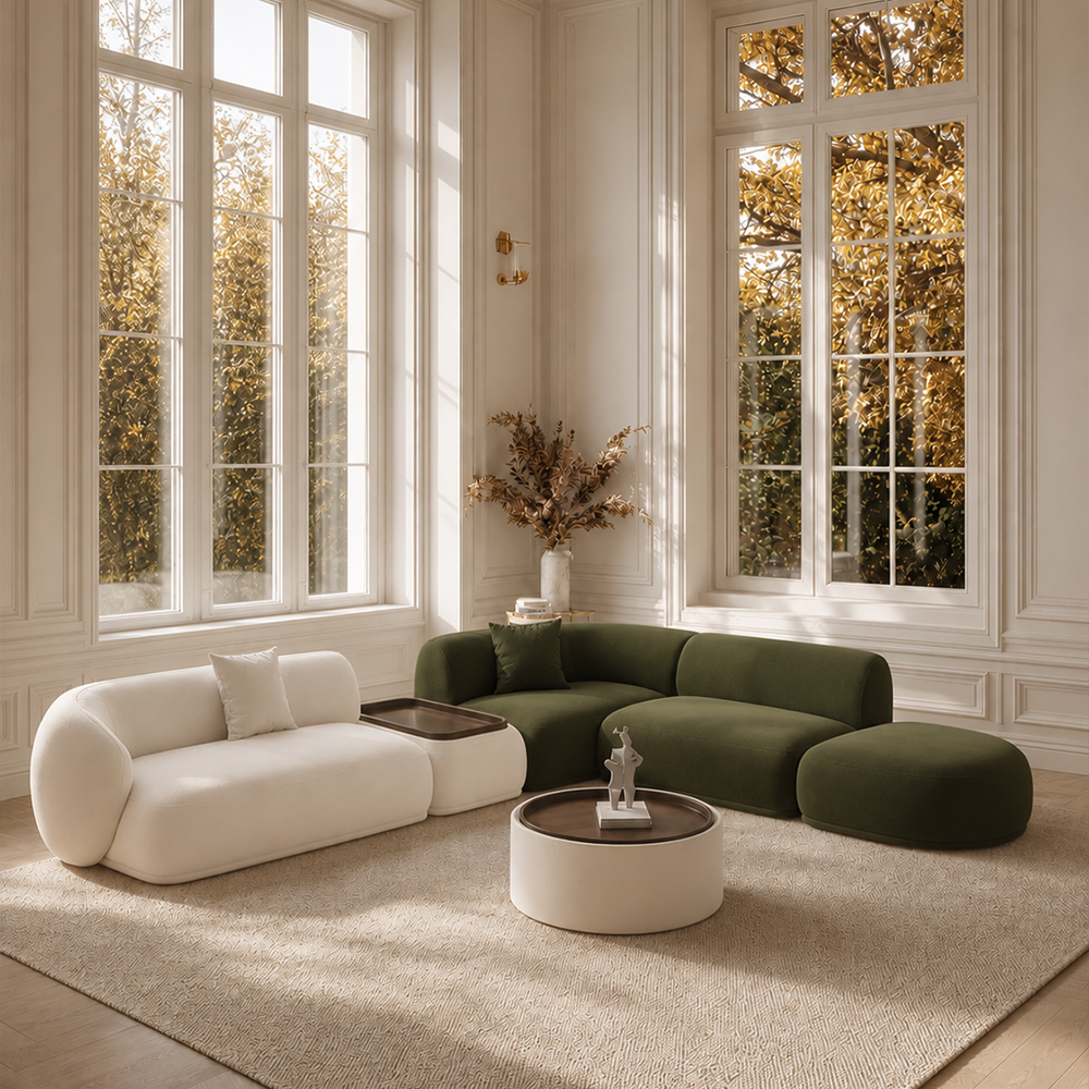 Chenille Free Combine Curved Modular Sectional Sofa