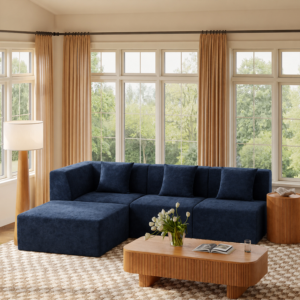 Embossed Velvet Modular Vacuum Compressed Sectional Sofa