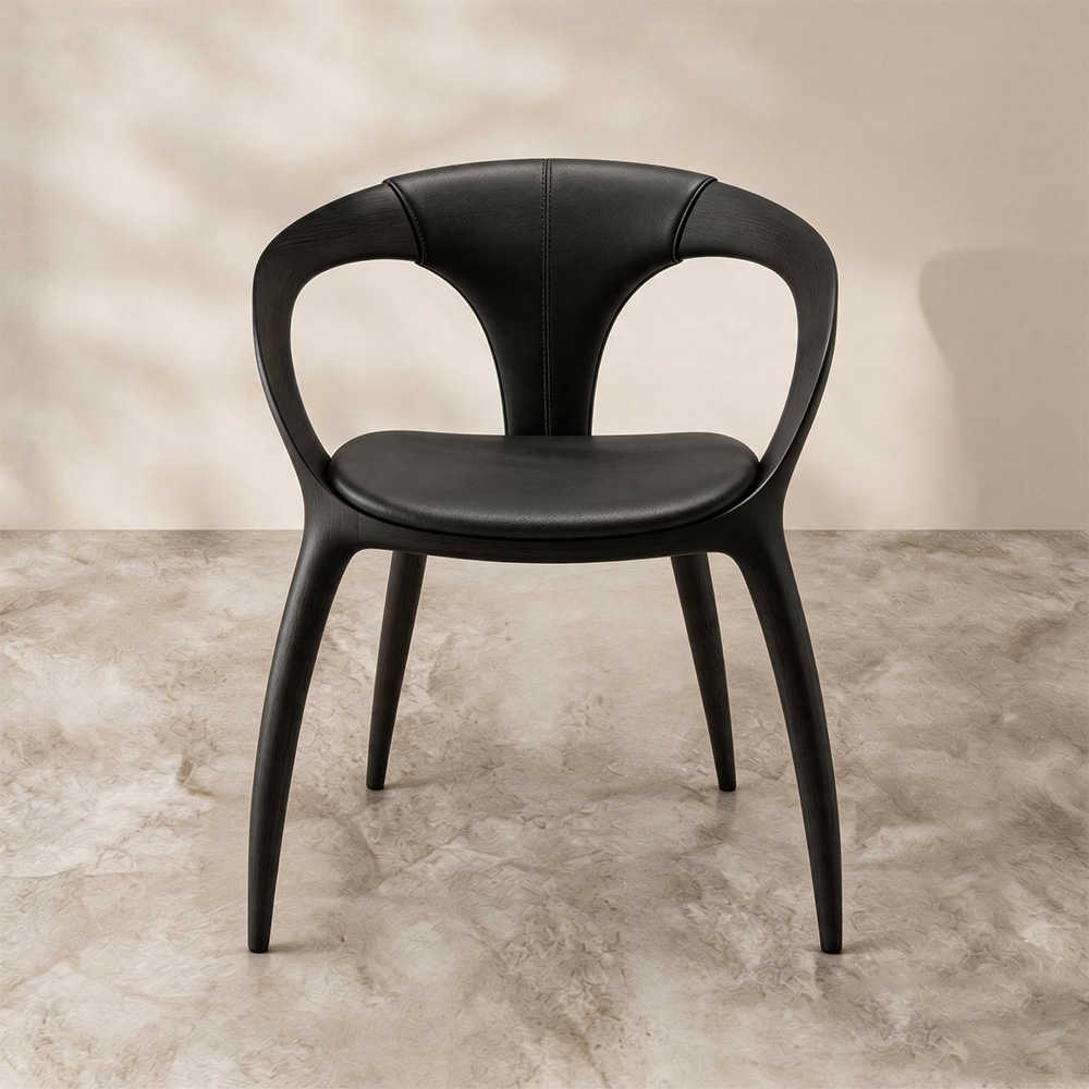 Stain Resistant Faux Leather Tapered Wood Leg Minimalist Dining Chair 1 Piece