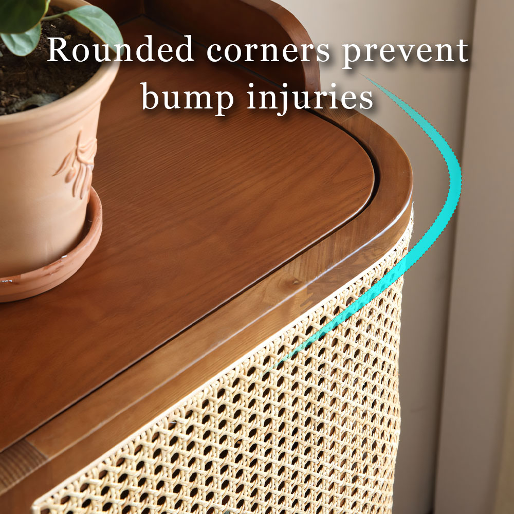 33.1" Wood Rattan Entryway Shoe Cabinet Organizer