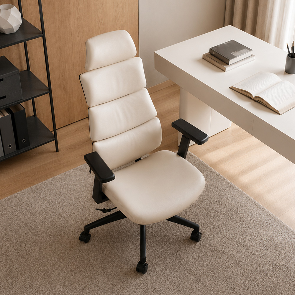 Premium Split Back PU Leather Office Chair Adjustable Headrest And Lumbar Pillow