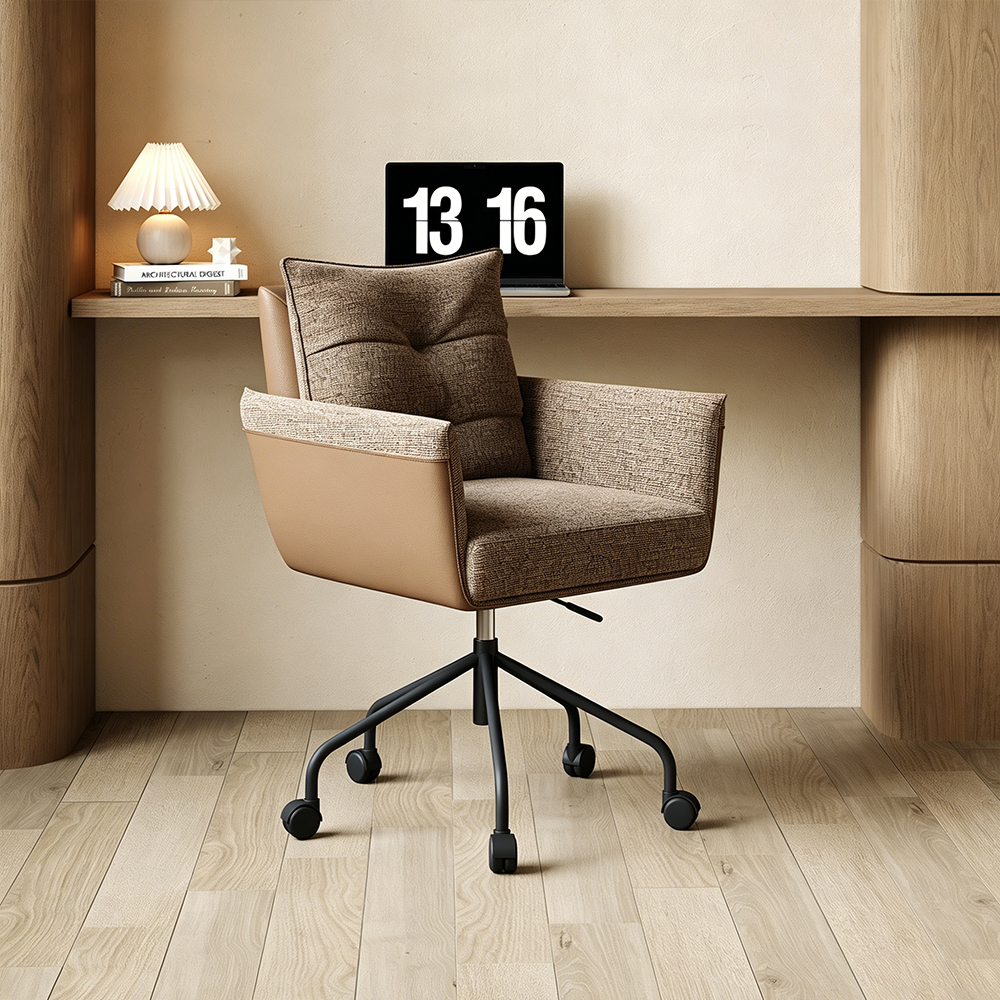 360 Swivel Height Adjustable Linen Upholstery Office Chair 1 Piece