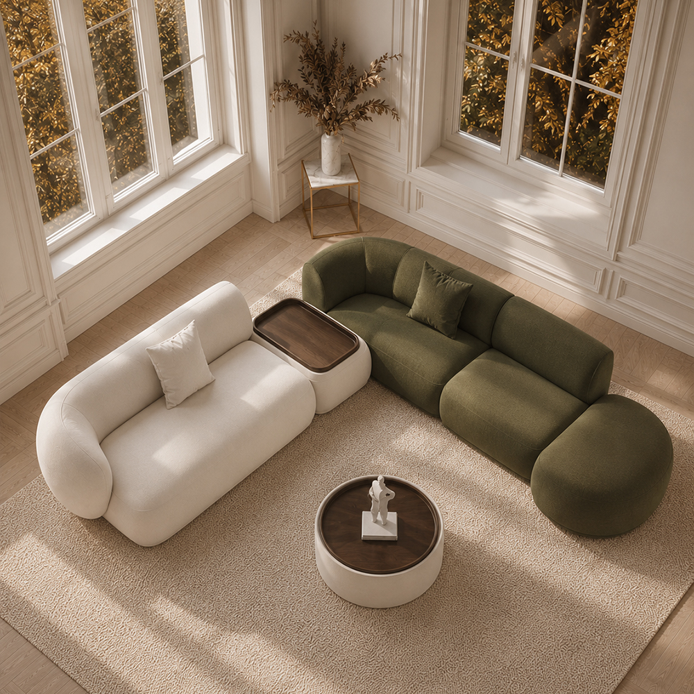 Chenille Free Combine Curved Modular Sectional Sofa