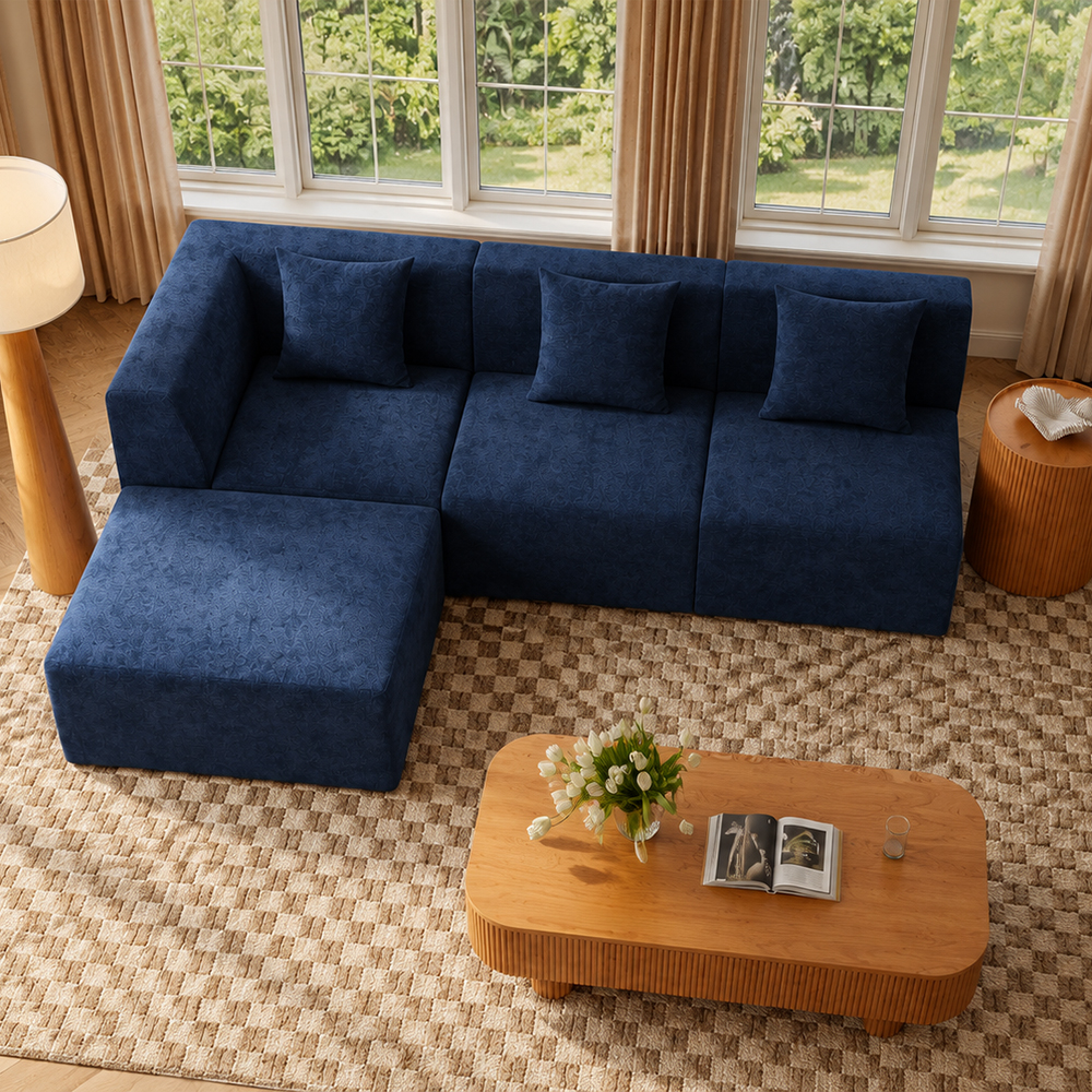 Embossed Velvet Modular Vacuum Compressed Sectional Sofa