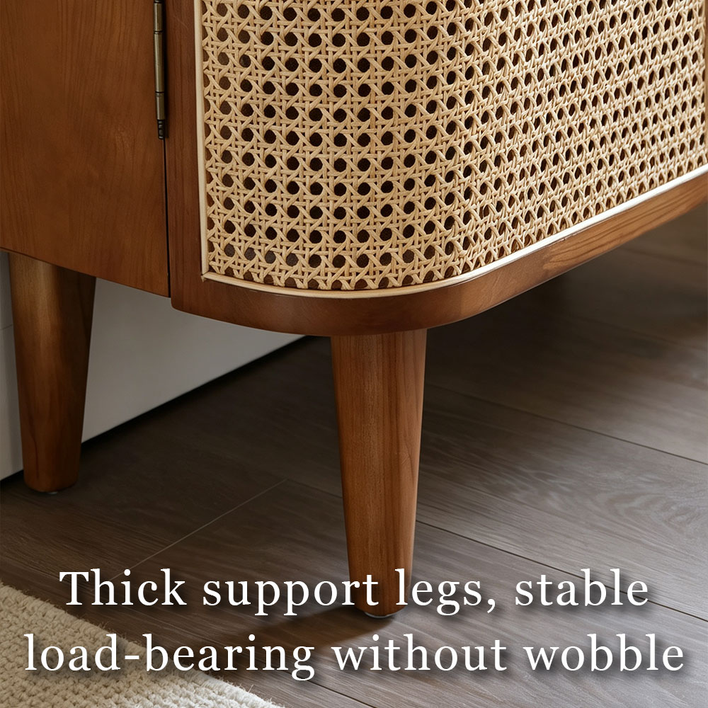 33.1" Wood Rattan Entryway Shoe Cabinet Organizer