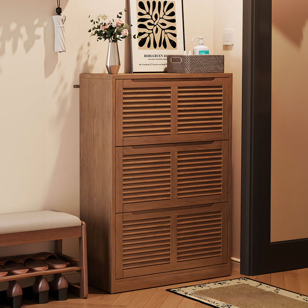 31.4'' Modern Wooden Flip-Door Shoe Cabinet Slim Space-Saving