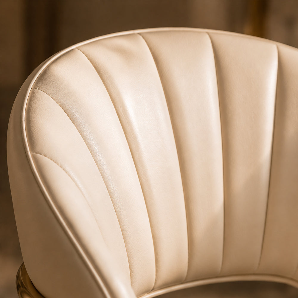 Modern Upholstered Dining Chair Set of 2 with Gold Stainless Steel Frame and Curved Backrest