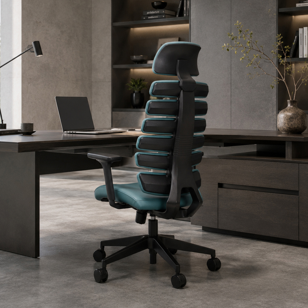 PU Leather Home Office Chair with 3D Armrests & Synchro-Tilt Mechanism