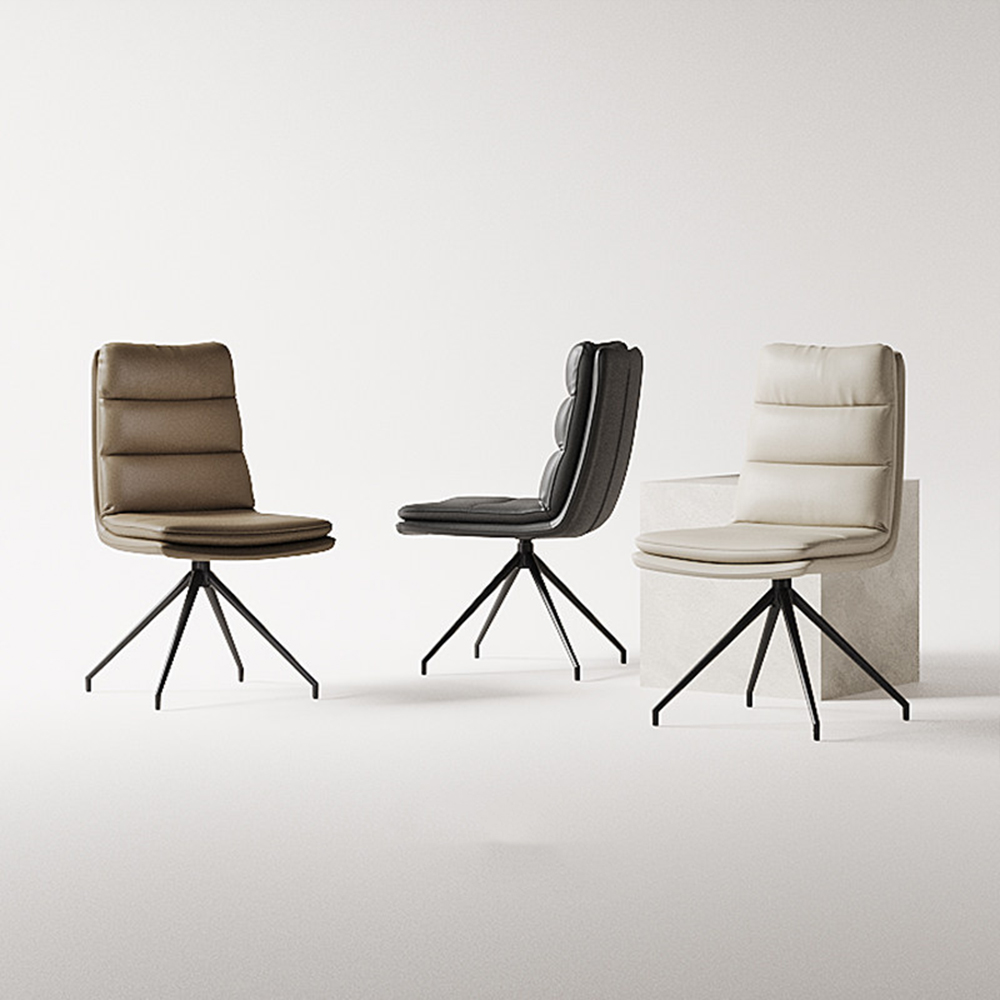Minimalist Armless Layer Cushion Swivel Metal Leg Residential Chair 1 Piece