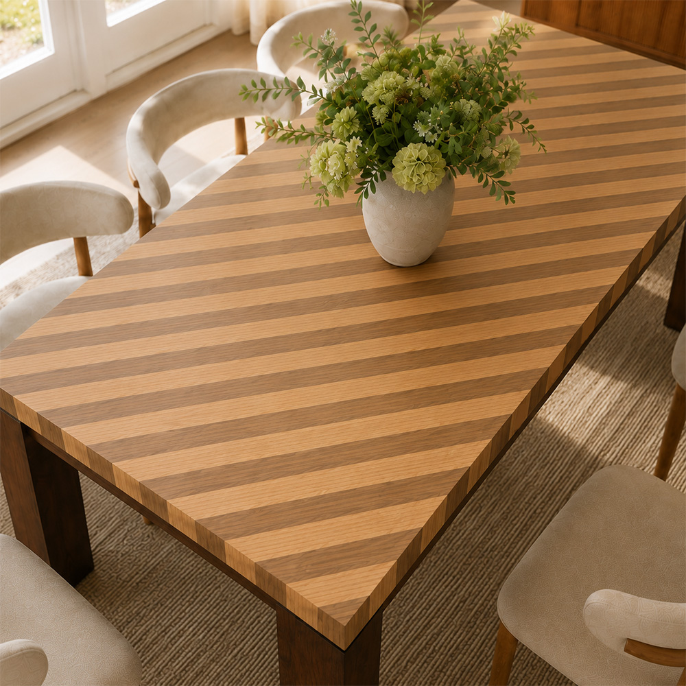 78.7" Rectangular Dual Tone Wood Grain Rectangular Wood Dining Table
