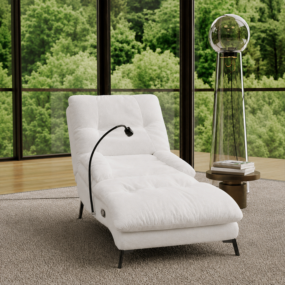 Neutral Tone Chenille Electric Recliner Media Lounge Chair