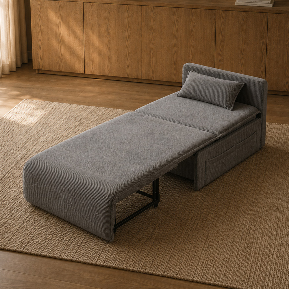 Corduroy 2 In 1 Convertible Storage Sleeper Lounge Chair