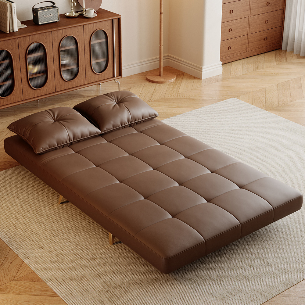 Faux Leather 2 Seater Convertible Tufted Sofa Bed