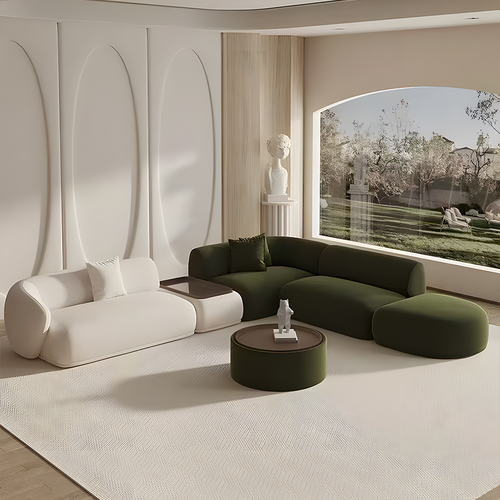 Chenille Free Combine Curved Modular Sectional Sofa