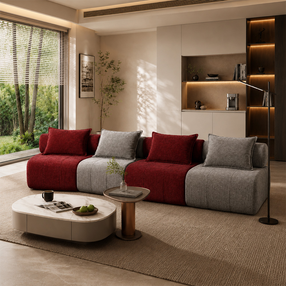 Space Saving Compressed Packaging Two Tone Modular Living Room Sofa