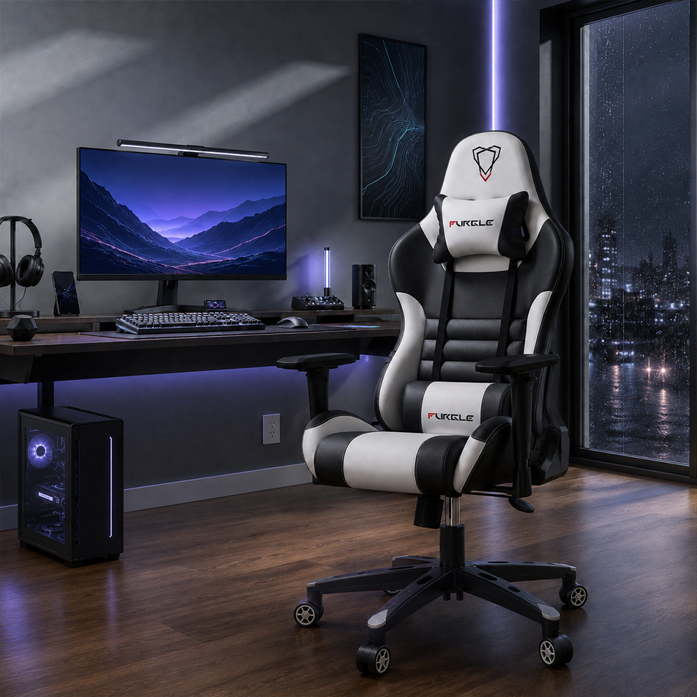 Ergonomic PU Leather Gaming Chair 2D Adjustable Armrests